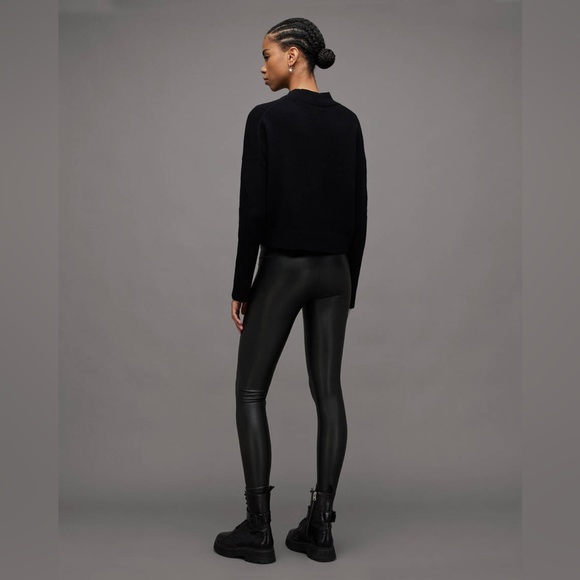 All Saints Cora High-Rise Skinny Fit Faux Leggings - Picture 4 of 9